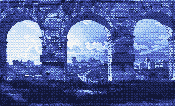 A View through Three Arches of the Colosseum (detail), pixel-dithered