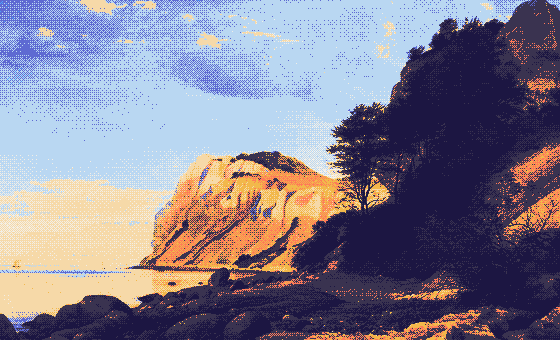 View of the Cliffs of Møn (detail), pixel-dithered